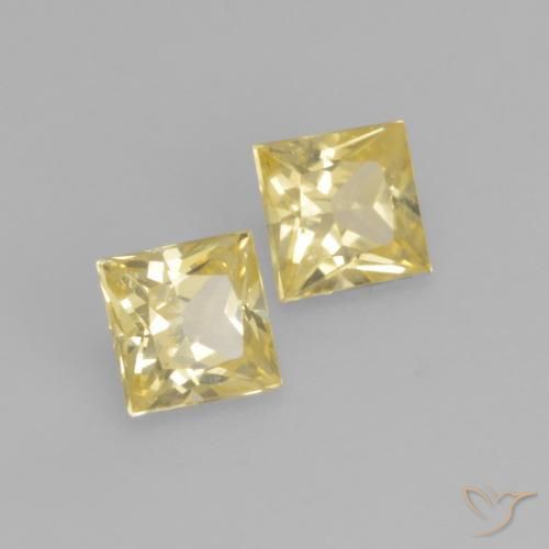 Gemme di Zaffiro Giallo chiaro naturale da 0.51 ct, Quadrato, VVS-VS