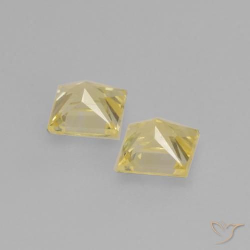Gemme di Zaffiro Giallo chiaro naturale da 0.51 ct, Quadrato, VVS-VS