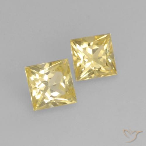 Gemme di Zaffiro Oro chiaro naturale da 0.39 ct, Quadrato, VVS-VS