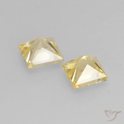 Gemme di Zaffiro Oro chiaro naturale da 0.39 ct, Quadrato, VVS-VS