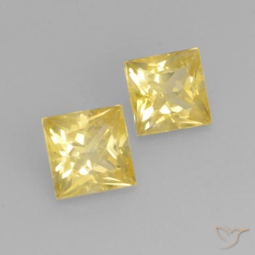 Gemme di Zaffiro Giallo Toscana naturale da 0.66 ct, Quadrato, VVS-VS