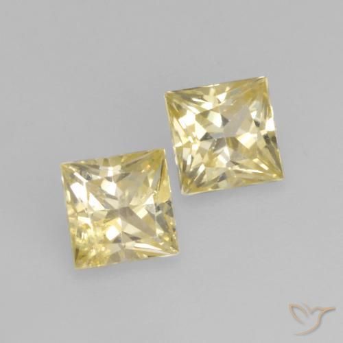 Gemme di Zaffiro Giallo chiaro naturale da 0.67 ct, Quadrato, VVS-VS