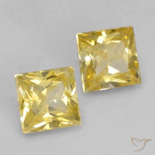 Gemme di Zaffiro Giallo Toscana naturale da 0.51 ct, Quadrato, VS