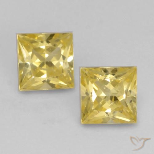 0.59ctw Naturale Giallo medio Zaffiro, Quadrato, VS