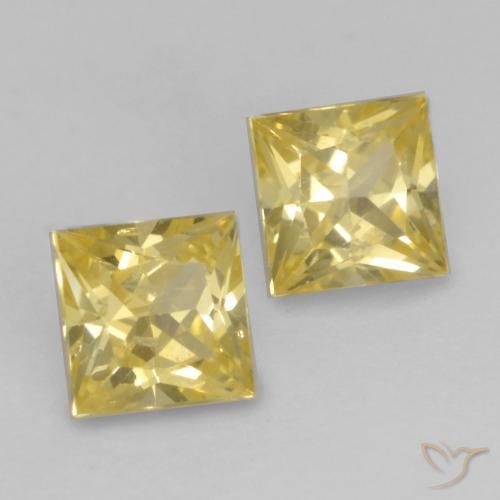 Gemme di Zaffiro Giallo medio naturale da 0.59 ct, Quadrato, VS