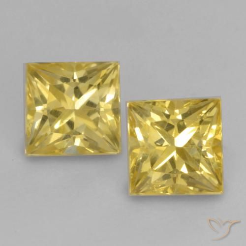 0.73ctw Naturale Giallo medio Zaffiro, Quadrato, VS