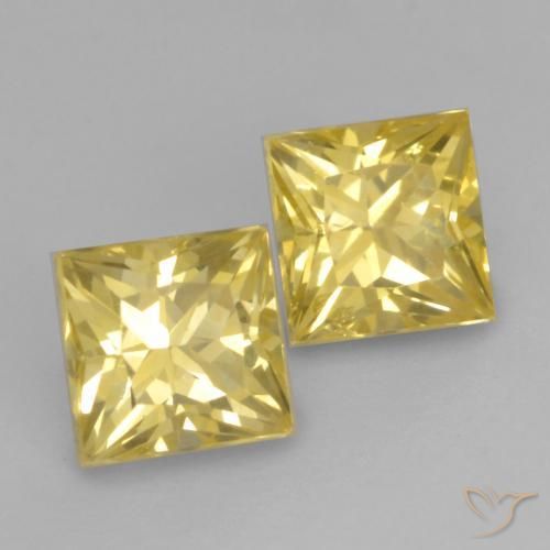 Gemme di Zaffiro Giallo medio naturale da 0.73 ct, Quadrato, VS