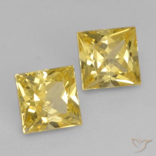 Gemme di Zaffiro Giallo medio naturale da 0.63 ct, Quadrato, VS