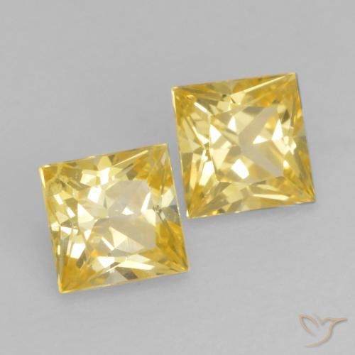 Gemme di Zaffiro Giallo medio naturale da 0.60 ct, Quadrato, VS
