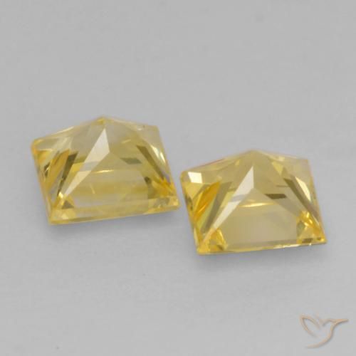 Gemme di Zaffiro Giallo medio naturale da 0.60 ct, Quadrato, VS