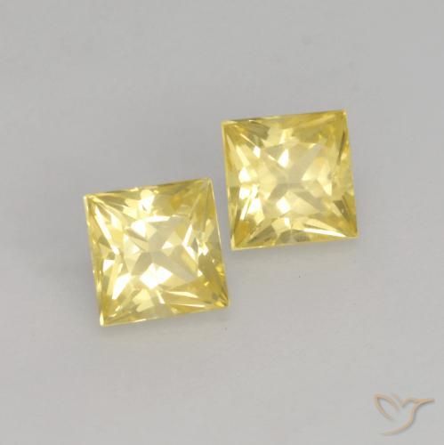 Gemme di Zaffiro Giallo medio-chiaro naturale da 0.59 ct, Quadrato, VVS-VS