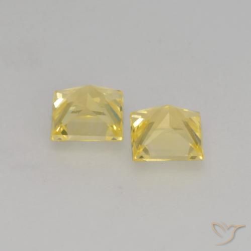 Gemme di Zaffiro Giallo medio-chiaro naturale da 0.59 ct, Quadrato, VVS-VS