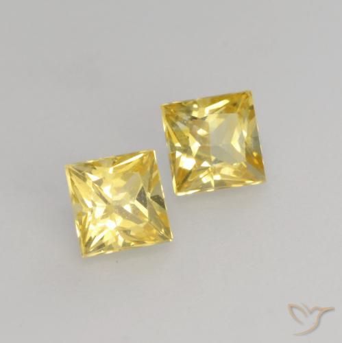Gemme di Zaffiro Giallo Toscana naturale da 0.53 ct, Quadrato, VVS-VS