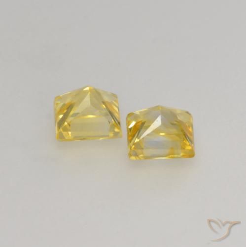 Gemme di Zaffiro Giallo Toscana naturale da 0.53 ct, Quadrato, VVS-VS