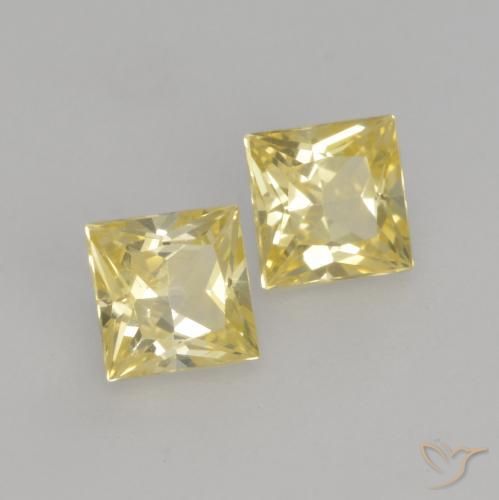 Gemme di Zaffiro Giallo medio-chiaro naturale da 0.71 ct, Quadrato, VVS-VS