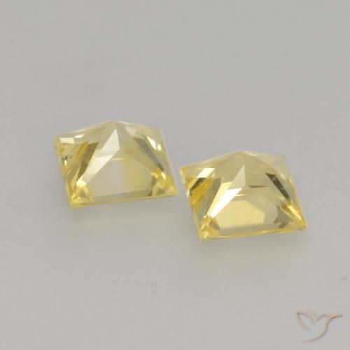 Gemme di Zaffiro Giallo medio-chiaro naturale da 0.71 ct, Quadrato, VVS-VS