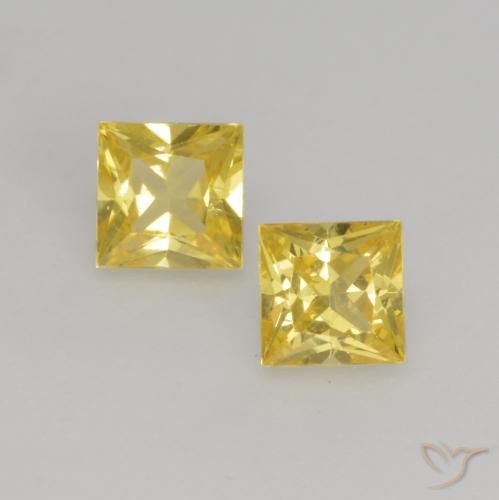 0.58ctw Naturale Giallo medio Zaffiro, Quadrato, VVS-VS