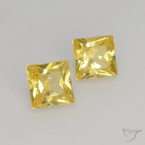 Gemme di Zaffiro Giallo medio naturale da 0.58 ct, Quadrato, VVS-VS