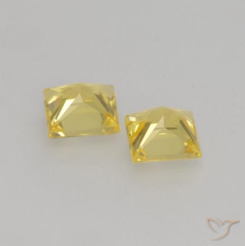 Gemme di Zaffiro Giallo medio naturale da 0.58 ct, Quadrato, VVS-VS