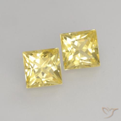 Gemme di Zaffiro Giallo medio-chiaro naturale da 0.69 ct, Quadrato, VVS-VS