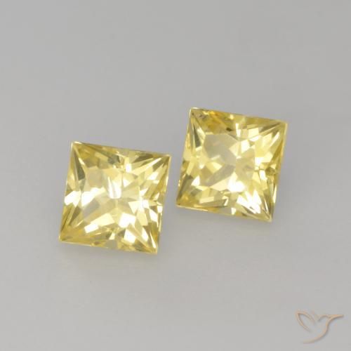 Gemme di Zaffiro Giallo medio-chiaro naturale da 0.57 ct, Quadrato, VVS-VS
