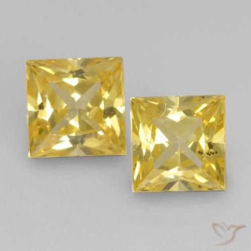 0.64ctw Naturale Giallo intenso Zaffiro, Quadrato, VVS-VS