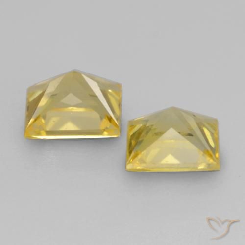 Gemme di Zaffiro Giallo intenso naturale da 0.64 ct, Quadrato, VVS-VS