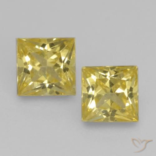 0.64ctw Naturale Giallo medio Zaffiro, Quadrato, VVS-VS