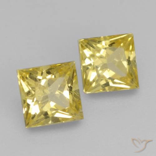 Gemme di Zaffiro Giallo medio naturale da 0.64 ct, Quadrato, VVS-VS