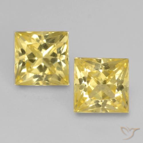 0.71ctw Naturale Giallo Toscana Zaffiro, Quadrato, VVS-VS