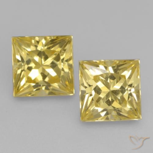 0.73ctw Naturale Giallo medio Zaffiro, Quadrato, VVS-VS