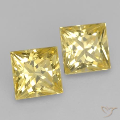 Gemme di Zaffiro Giallo medio naturale da 0.73 ct, Quadrato, VVS-VS