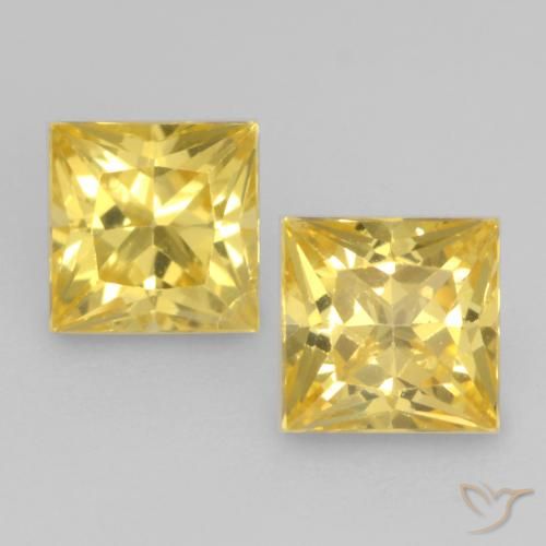0.74ctw Naturale Giallo Toscana Zaffiro, Quadrato, VVS-VS