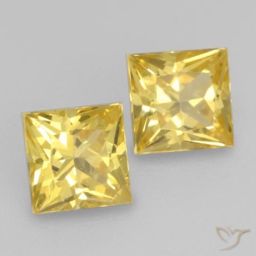 Gemme di Zaffiro Giallo Toscana naturale da 0.74 ct, Quadrato, VVS-VS