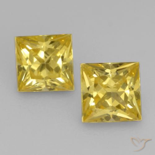 0.68ctw Naturale Giallo medio Zaffiro, Quadrato, VVS-VS