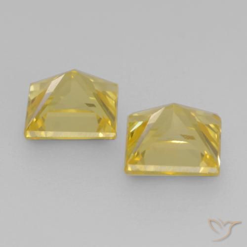 Gemme di Zaffiro Giallo medio naturale da 0.68 ct, Quadrato, VVS-VS