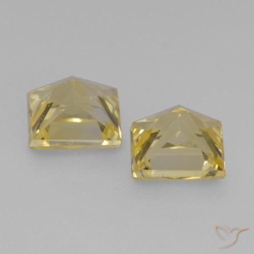 Gemme di Zaffiro Giallo medio-chiaro naturale da 0.59 ct, Quadrato, VVS-VS