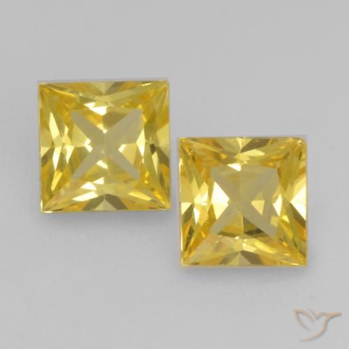 0.55ctw Naturale Giallo medio Zaffiro, Quadrato, VVS-VS