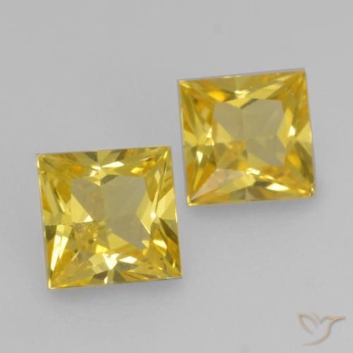 Gemme di Zaffiro Giallo medio naturale da 0.55 ct, Quadrato, VVS-VS