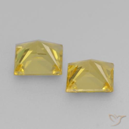Gemme di Zaffiro Giallo medio naturale da 0.55 ct, Quadrato, VVS-VS