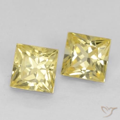 Gemme di Zaffiro Giallo Toscana naturale da 0.64 ct, Quadrato, VVS-VS