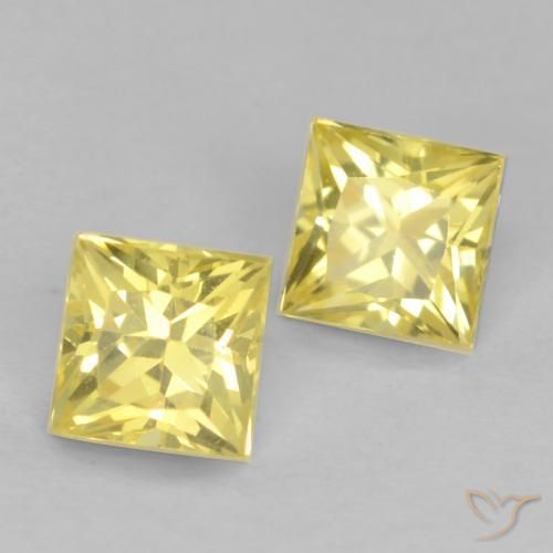 Gemme di Zaffiro Giallo Toscana naturale da 0.62 ct, Quadrato, VVS-VS
