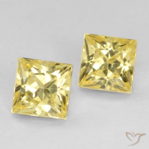 Gemme di Zaffiro Giallo Toscana naturale da 0.64 ct, Quadrato, VVS-VS