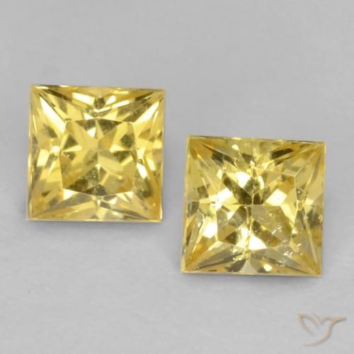Gemme di Zaffiro Giallo Toscana naturale da 0.68 ct, Quadrato, VVS-VS