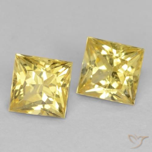 Gemme di Zaffiro Giallo Toscana naturale da 0.68 ct, Quadrato, VVS-VS