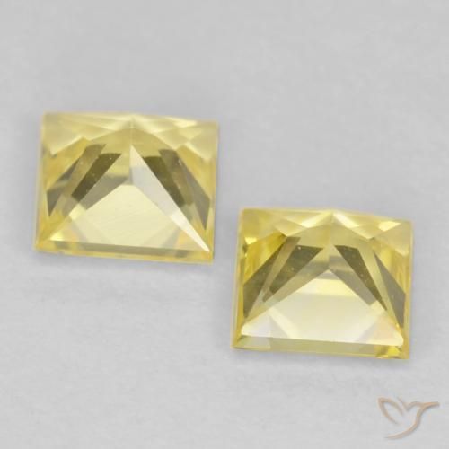 Gemme di Zaffiro Giallo medio naturale da 0.70 ct, Quadrato, VVS-VS