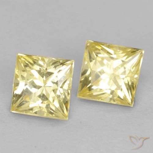 Gemme di Zaffiro Giallo medio-chiaro naturale da 0.77 ct, Quadrato, VVS-VS