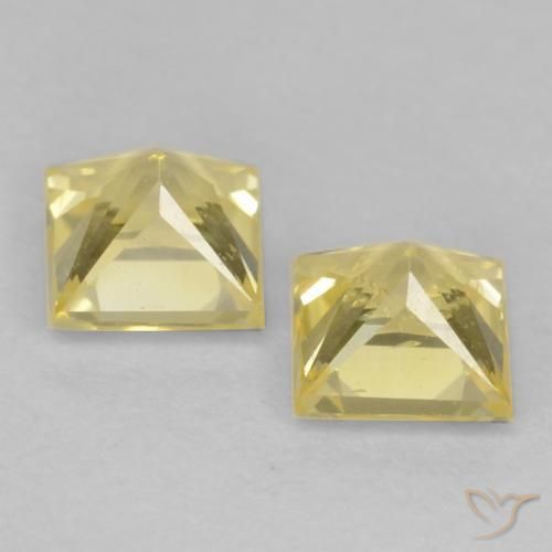 Gemme di Zaffiro Giallo medio-chiaro naturale da 0.77 ct, Quadrato, VVS-VS