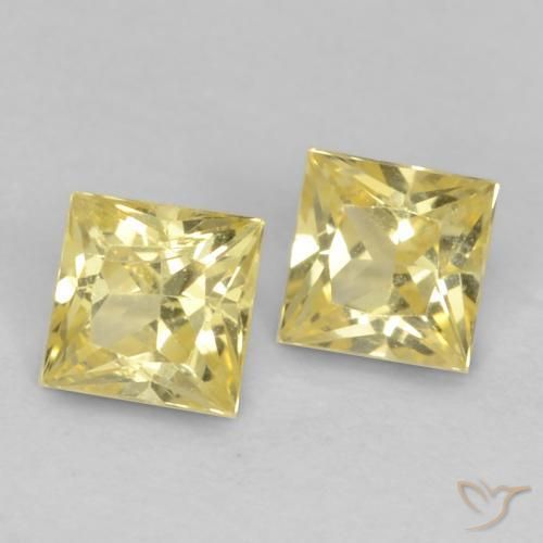 Gemme di Zaffiro Giallo medio-chiaro naturale da 0.41 ct, Quadrato, VVS-VS