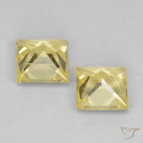 Gemme di Zaffiro Giallo medio-chiaro naturale da 0.41 ct, Quadrato, VVS-VS
